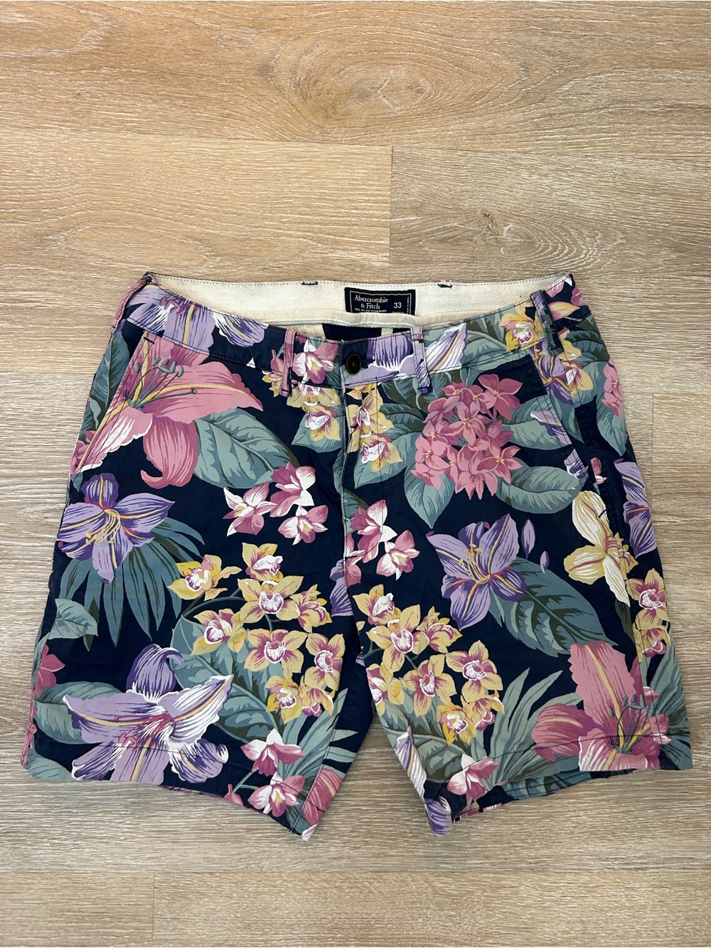 Abercrombie & Fitch Men Stretch Preppy Topical Floral Print Chino Shorts Size 33